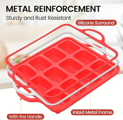 Silicone Mini Loaf Pan, 12 Cavities Metal Reinforced Frame Nonstick Food Grade for Baking Mini Bread, Brownie, Cornbread, Cheesecake and Chocolate (2 Pack)