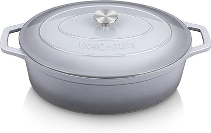 vancasso Enameled Cast Iron Dutch Oven, 9.3 Quart Dutch Oven Pot with Lid, Oval Dutch Oven Cast Iron Pot with Non Stick Enamel Coating for Bread Baking