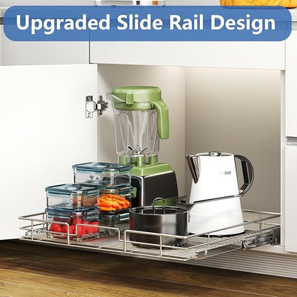 ROOMTEC Pull Out Cabinet Organizer, Cabinet Pull Out Shelves 28½" W x 21½" D, Heavy Duty Cabinet Drawers Slide Out Kitchen Cabinet Organizers Storage Shelf