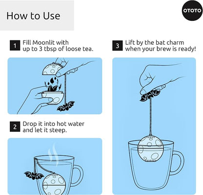 Cute Tea Strainers - Loose Leaf Tea Steeper, Tea Infuser for Loose Leaf Tea, Tea Diffusers, Tea Accessories, Mushroom Gifts, Cute Kitchen Accessories, White Elephant Gifts, (Moonlit, Spooky, Gothic)