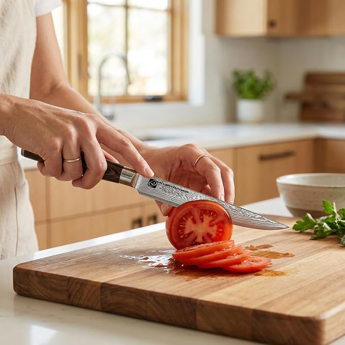 4Pcs Damascus Knife Set, VG10 Steel Core Damascus Kitchen Knife Set with G10 Handle, 8" Chef, 7" Santoku, 5" Utility & 3.5" Paring Knife for Cooking Enthusiasts & Restaurants