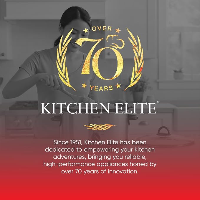 Kitchen Elite 7 Quart Slow Cooker for Large Families, Stainless Steel Crock Pot with 3 Heat Settings, Dishwasher-Safe Ceramic Pot & Tempered Glass Lid