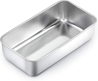 TeamFar Loaf Pan, 9¼” × 5” Bread Loaf Pan Meatloaf Pan Stainless Steel for Baking Bread Cake Toast, Healthy & Durable, Dishwasher Safe & Easy Clean