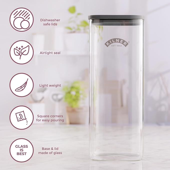 Kilner Fresh Storage Jar 3.5 Litre Airtight Glass Container Durable Vacuum Seal Lid | BPA-Free Jar for Food Storage, Pasta, Dry Goods, Pantry Organisation
