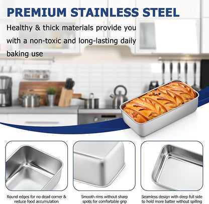 TeamFar Loaf Pans for Baking, 9 x 5 Inch Stainless Steel Loaf Bread Pans Tins for Homemade Bread/Brownies, Healthy & Sturdy, Oven & Dishwasher Safe - Set of 12