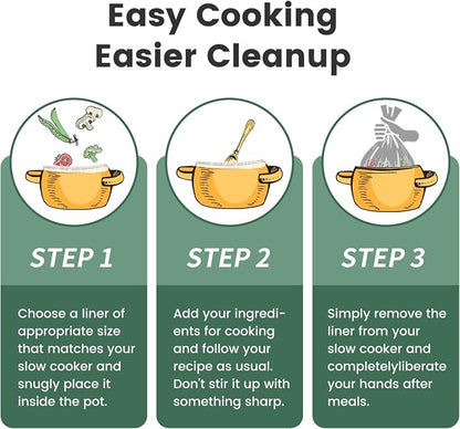 KOOC Slow Cooker Liners 11"x17" 30 count Middle Size Disposable Pot Liners Cooking Bags Fit 3 qt to 4 qt Pot BPA Free Fresh Locking Seal Design