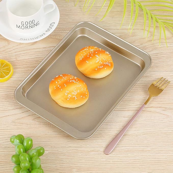Baking Sheets Toaster Oven Pans, Cookie Sheets for Baking Tray Non Stick, Broiler Quarter Half Sheet Pan, Jelly Roll Pan Cake Pan Set for Cooking, Walooza Rimmed Cookie Sheets for Baking Nonstick