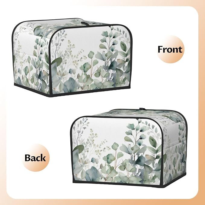 Botanical Leaves 4 Slice Toaster Cover Wide Slot Dustproof Bread Maker Cover Fingerprint Bakeware Protection Kitchen Appliance Toaster Bag