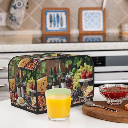 2 Slice Wine Glass Bottle Toaster Cover Waterproof Dust Fingerprint Bread Machine Cover Washable Kitchen Appliance Protector For Home Kitchen Bakeware Table Decor Women Gifts