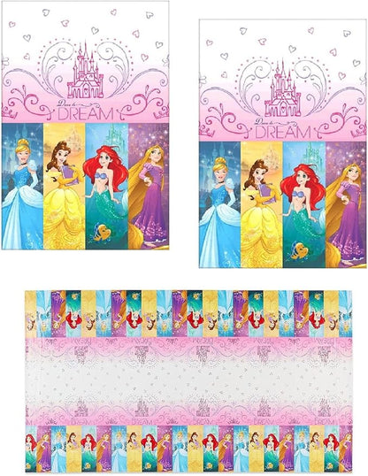 Unique Disney Princess Party Supplies Bundle Pack Includes 2 Plastic Table Covers