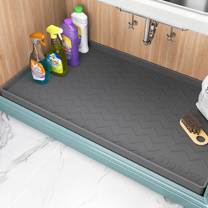 TigeJoy Waterproof Under Sink Mat 22" x 19", Shelf Liner Protector in Kitchen and Bathroom, Silicone Cabinet Liners for Organizers and Storage, Fit as Drawer Mats or Drip Tray