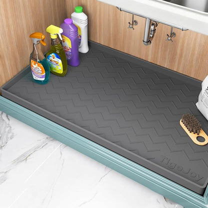 TigeJoy 37" x 19" Under Sink Mats for Kitchen Waterproof, Leak-Proof Silicone Mat Sink Protector and Cabinet Liner, Kitchen Essentials Organizer and Storage, Boot or Shoe Tray, Pet Feeding Mat