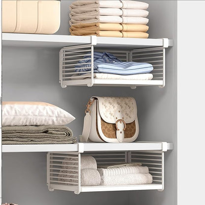 Under Shelf Storage Basket, Metal Wire Slide -in Under Cabinet Organizer, Space-Saving Hanging Organizer for Kitchen, Pantry, Office, Closet, White, 1 Pack(12.2")