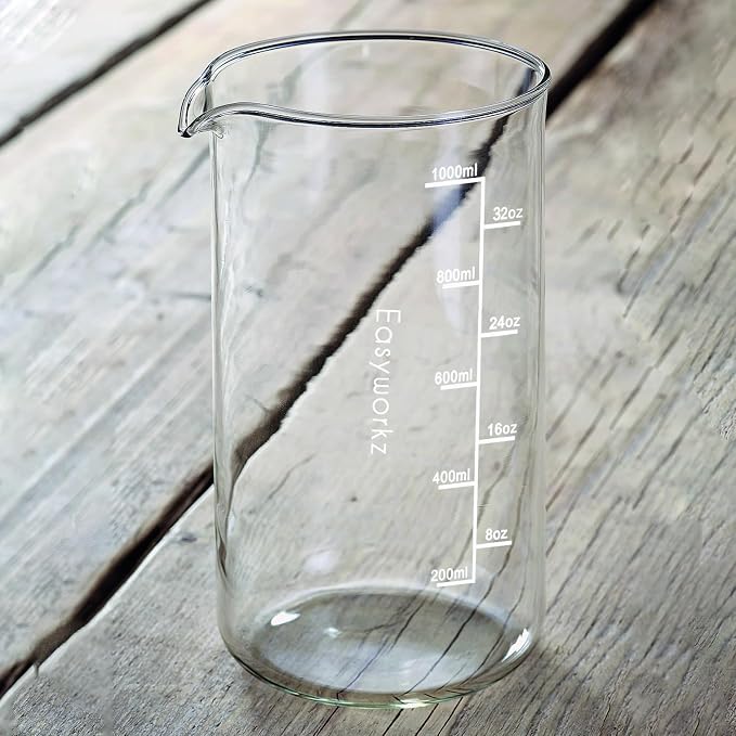 Easyworkz Borosilicate Glass Replacement Beaker for 34oz French Press Coffee Maker