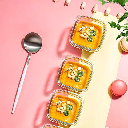 Mini Glass Food Storage Containers - 12 Pack 5.4 oz Small Glass Jars with Locking Lids - Square Food Containers - Microwave Dishwasher Safe