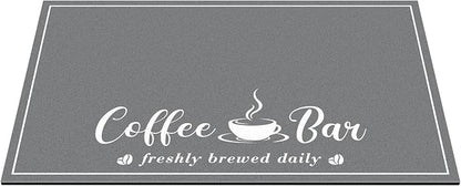 CooRug Absorbent Coffee Mat, Fashion Dish Drying Mat for Kitchen Counter Coffee Bar Accessories Espresso Machine Dish Rack 17" x 32" Dark Grey