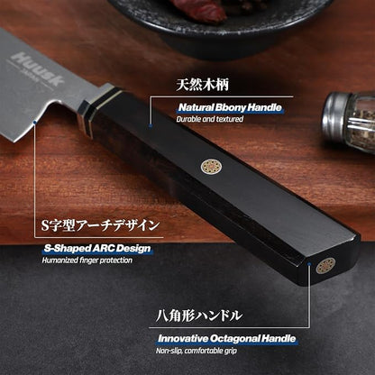 Huusk Damascus Utility Knife Japanese - 5.5 inch Handcrafted VG10 Paring Knife, Small Chef Knives with Wooden Handle, Versatile Kitchen Knives for Vegetable Fruit, Birthday Christmas Gifts for Men Wom
