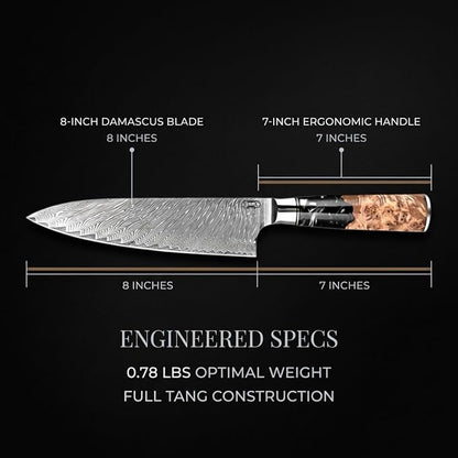 Tidal Black - 8" Chef Knife - Damascus