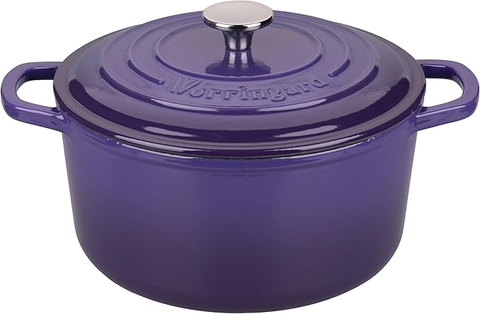 VORRINGARD Enameled Cast Iron Dutch Oven Pot with Lid, for Sourdough Bread Baking, Round Dutch Ovens, 4.5 Quart, Purple