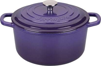 VORRINGARD Enameled Cast Iron Dutch Oven Pot with Lid, for Sourdough Bread Baking, Round Dutch Ovens, 4.5 Quart, Purple