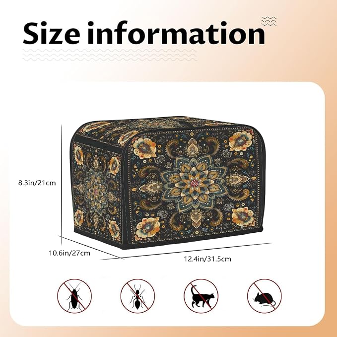 Toaster Cover 4 Slice Wide Slot Carpet RetroBread Toaster Oven Dustproof Cover Small Appliance Kitchen Covers Dust and Fingerprint Protection for Women Gift 4 Slice