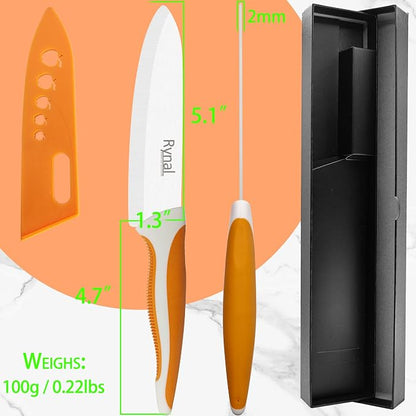 Ceramic Knife - 6" Chef's Everyday Knife - Light, Precise, Sharp Ceramic Kitchen Knife with Cover & Soft Grip