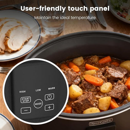 HOMECOOKIN Slow Cooker, Extra Large 10 Quart Programmable Slow Cookers with Timer, Dishwasher Safe Glass Lid & Crock, Kitchen Appliance for Families and Gatherings, Black
