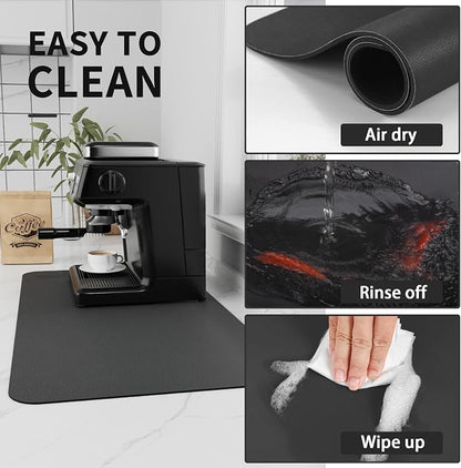 HotLive Coffee Mat - Absorbent Hide Stain Rubber Backed Dish Drying Mat for Kitchen Counter - Bar Mats for Countertops Accessories Fit Under Coffee Maker Espresso Machine