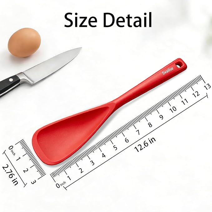 Silicone Spatula Spoon, Heat Resistant Multifunction Spoons BPA Free, Cooking Spatulas for Mixing, Scooping, Scraping and Serving, Dishwasher Safe (2 Red, 12.6 inch)