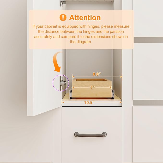 Pull Out Cabinet Organizer, 8" W x 21" D Soft Close Pull Out Drawers for Cabinets with Heavy Duty Slides, Wood Slide Out Drawers for Kitchen Cabinets