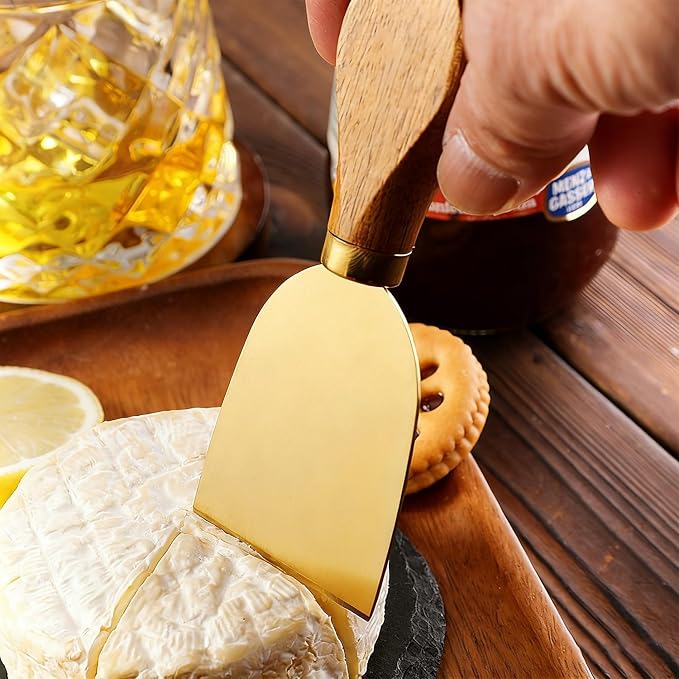 Premium Stainless Steel Cheese Tool Set - 6 Gold Cheese Knife Set - Cut, Spread All Your Favorite Cheeses (6 Gold Cheese Set)