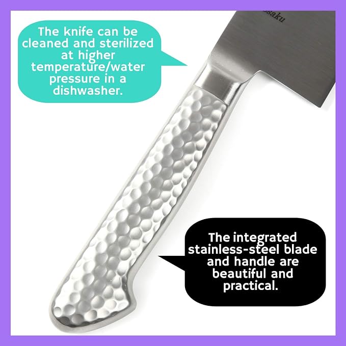Japanese Multi Purpose Chef Knife INOX AUS-8A Stainless Steel Integrated Handle, Santoku 7-inch (180mm)