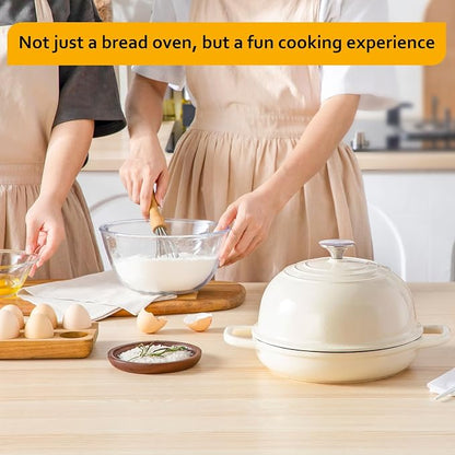 Velaze Enameled Cast Iron Dutch Oven for Bread Baking,5 QT Bread Oven Pot with Dome Lid for Crispy Artisan Bread & Bakery-Style Homemade Loaves(White)