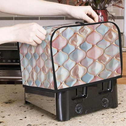 Pink Pearl Toaster Cover 4 Slice Wide Slot Washable Kitchen Appliance Covers Fingerprint Bread Machine Dust Cover Small Toaster Oven Accessories Covers Bread Maker Bag Women Gift