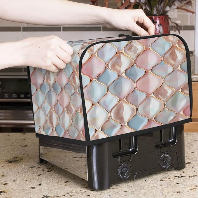 Pink Pearl Toaster Cover 2 Slice Wide Slot Washable Kitchen Appliance Covers Fingerprint Bread Machine Dust Cover Small Toaster Oven Accessories Covers Bread Maker Bag Women Gift