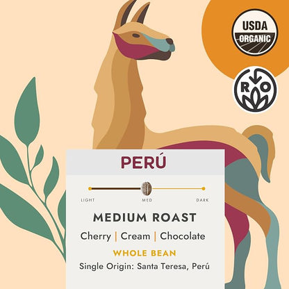 Pachamama Organic Coffee - Peru Single-Origin Medium Roast Whole Bean Coffee - 2 lb - Farmer Owned & Regenerative Organic Certified
