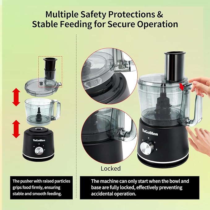 7-in-1 Multifunctional Food Processor with 68oz Processing Bowl,51oz Glass Blender,6.7oz Glass Grinder, Kneading/Chopping/Shredding/Slicing/French Fry Blades for Vegetables,Fruits,Coffee Bean