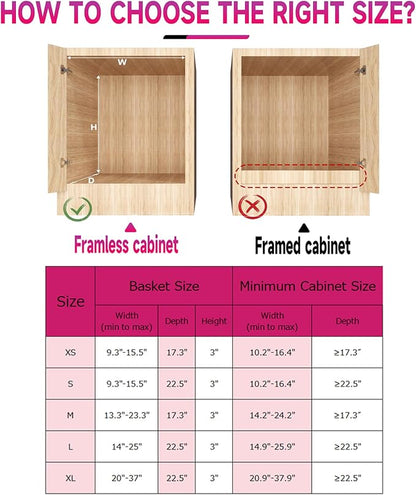 SUZLON Pull Out Cabinet Organizer, Expandable(10.2""~16.4"") Cabinet Drawers Slide Out, Adjustable Width Roll 0ut Shelf Cabinet Organizer for Kitchen Base Cabinet Organization (Small, 2Pack)