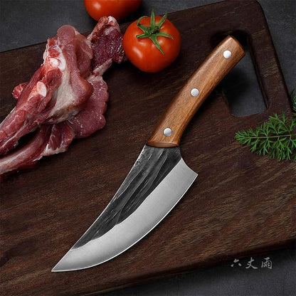 Handmade Forged Boning Knife,Professional 6 inch Slaughter Cleaver,5Cr15Mov Forging Stainless Steel Knife For Slicing Meat cutting Vegetables and Fruits Deboning Knife, Kitchen, BBQ, Camping