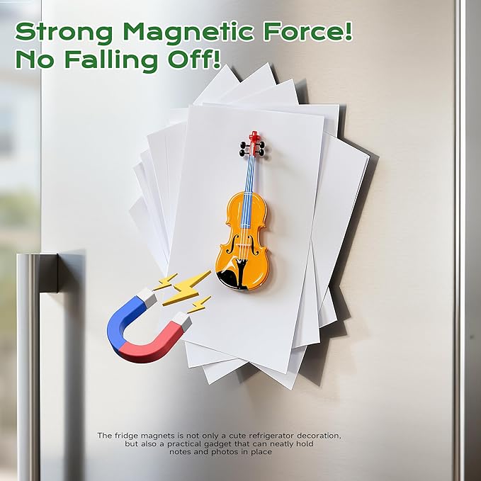 Renmxj 8 Pcs Mini Guitar Magnets for Fridge, Cute Tiny Decorative Fridge Magnets, for Kitchen Refrigerator Office Locker Decoration(Multicolor)