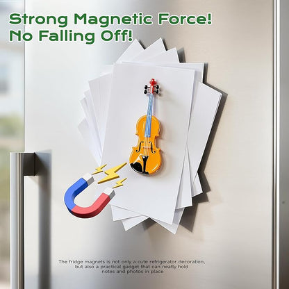 Renmxj 8 Pcs Mini Guitar Magnets for Fridge, Cute Tiny Decorative Fridge Magnets, for Kitchen Refrigerator Office Locker Decoration(Multicolor)