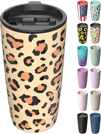 TILUCK 20 oz Insulated Tumbler with BPA-Free Lid, Stainless Steel Vacuum Travel Coffee Mug, Double Wall Coffee Tumbler（20oz，Leopard）