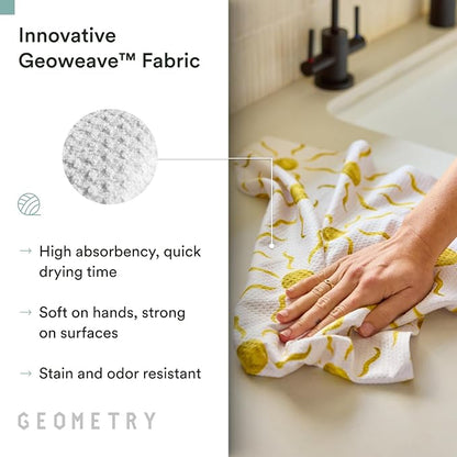 GEOMETRY Tea Towels – Spring & Summer Collection – Quick-Dry, Ultra-Absorbent, Reusable Microfiber Kitchen Towels for Drying & Cleaning - Horizon - 3 Pack