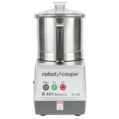 Robot Coupe R401B Food Processor 1245-00127, 4.5 Qt Stainless Steel Bowl, Single-Speed Commercial Chopper Machine, S-Blade, 1.5 HP Motor, Grey, Kitchen Food Processor, 120V