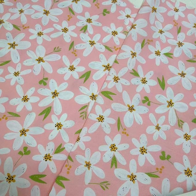 Light Weight Natural Cotton Fabric by the Yard DIY Making Supplies Quilting Patchwork Fabric Fat Quarter Bundles DIY for Quilting Cotton Patchwork Cushions (Pink Big Flower, 1 Yard)