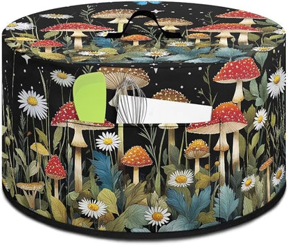Mushrooms Daisies Slow Cooker Dust Cover 6-8 qt Crock for Pot Keep Small Kitchen Appliance Clean Kitchen Home Accessories Decor Cover with Top Handle
