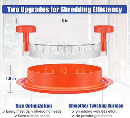 Chicken Shredder Tool Twist: 2026 Pro Food-Grade Visible Meat Shredder with Strong Anti-Slip Base, Ergonomic Handle, Chicken Breast Shredder, Suitable for Pork Beef Chicken (Orange)