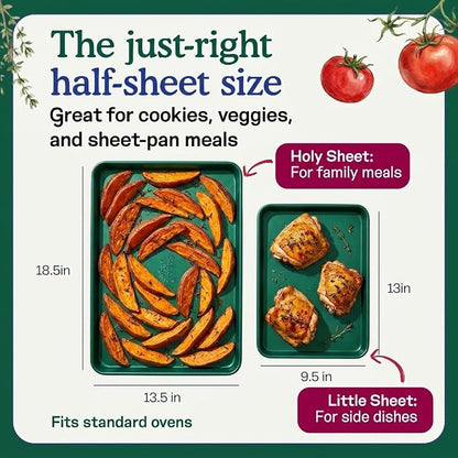 Great Jones Holy Sheet Pan (Broccoli) | Nonstick, Half-Sheet Pan | Aluminized Steel, 18.5" x 13.5" | For Baking, Roasting, & Broiling | Premium Bakeware with Even Heat Distribution | Dishwasher-Safe