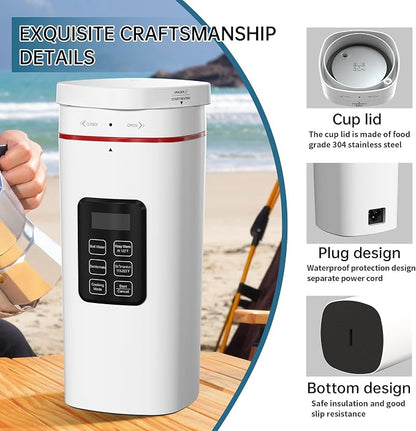 Travel Electric Kettle Portable 304 Stainless Steel LED Display Temperature Adjustable BPA Free Child Lock Mini Kettle,Small Hot Water Boiler Auto Shut-Off