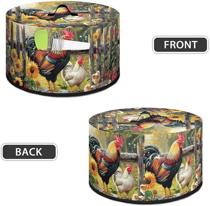 Farm Chickens Rooster Slow Cooker Dust Cover Crock for Pot Covers Fits 6-8 qt Oval Slow Cooker Small Appliance Protection Cover with Pocket Kitchen Accessories Decor